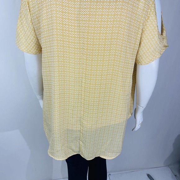 New Directions Womans Sz XL Plus Blouse Top Shirt Yellow Layer Short Sleeve - Picture 8 of 8